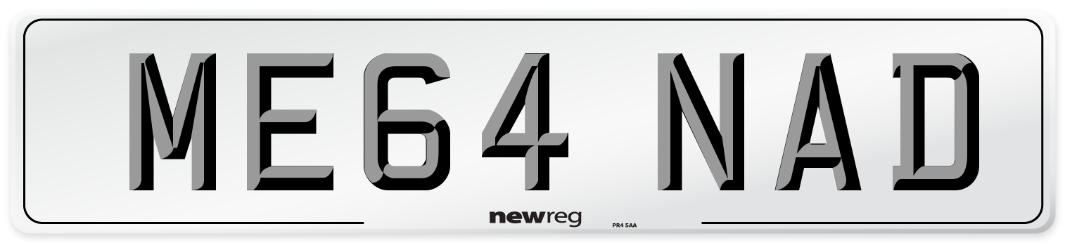 ME64 NAD Number Plate from New Reg